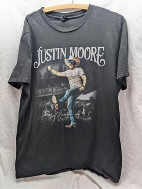 Justin Moore Tour Concert T Shirt Mens Adult Large Black Live Action